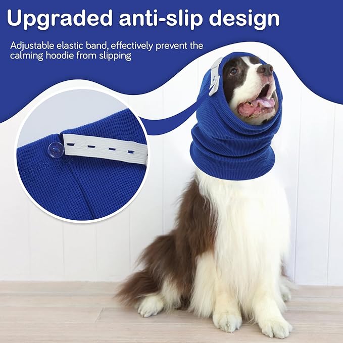 Nanaki Upgraded Dog Calming Hoodie Anxiety Relief, No Shake Ear Wraps for Dog, Soft Dog Hematoma Ear Wrap Anti-slip Dog Head Muffs Ear ProtectIon Dog Head Cover Grooming Force Drying Fireworks Thunder