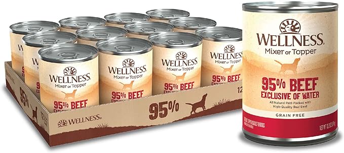 Wellness Natural Pet Food 95% Beef Natural Wet Grain Free Canned Dog Food, 13.2-Ounce Can (Pack of 12)