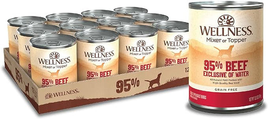 Wellness Natural Pet Food 95% Beef Natural Wet Grain Free Canned Dog Food, 13.2-Ounce Can (Pack of 12)
