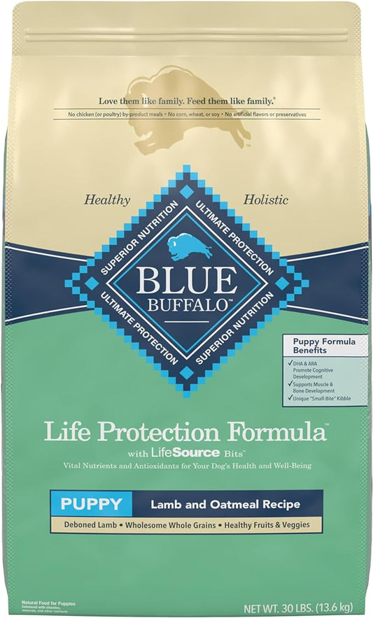 Blue Buffalo Life Protection Formula Natural Puppy Dry Dog Food, Lamb and Oatmeal 30-lb