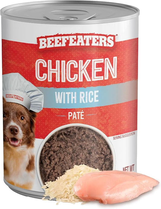 Beefeaters Dog Treats - Chicken with Rice Pate 13.2oz, Case of 12 | Complete Adult Dog Food, Balanced Nutrition, Supports Muscle & Dental Health | Training Treats for Adult Dogs