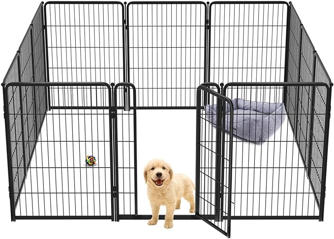 FXW Homeplus Dog Playpen Designed for Indoor Use, 40" Height for Large Dogs, Black│Patented