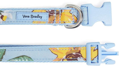 Vera Bradley Women's Recycled Lighten Up Water-repellent Adjustable Pet Collar, Sunflower Sky, Medium