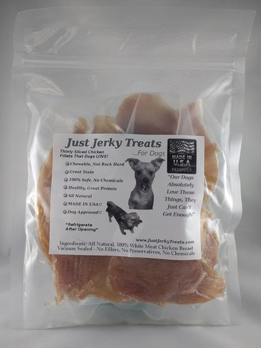 Natural Chicken Jerky Dog Treats - 1 Ingredient. USA Made. No Fillers. No Chemicals. 10oz