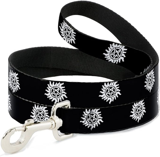 Buckle-Down Dog Leash Winchester Pentagram Repeat Black White 6 Feet Long 1.0 Inch Wide, multicolor (DL-6FT-WSN005)