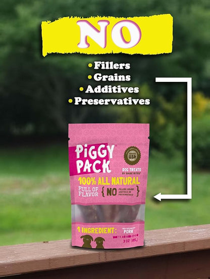 Piggy Pack Dog Pork Jerky Treats, All Natural, Made in USA (3 oz)