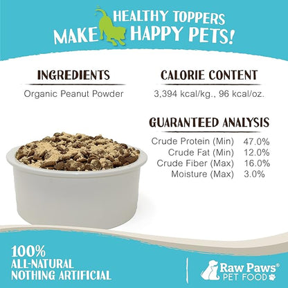 Raw Paws Boost Pet Food Topper Organic Peanut Powder, 2.8-oz - Made in USA - Dog Food Topper, Peanut Butter Dog Treats Meal Toppers for Dogs, Dog Flavor Food Toppers for Picky Dogs, Dog Food Sprinkles