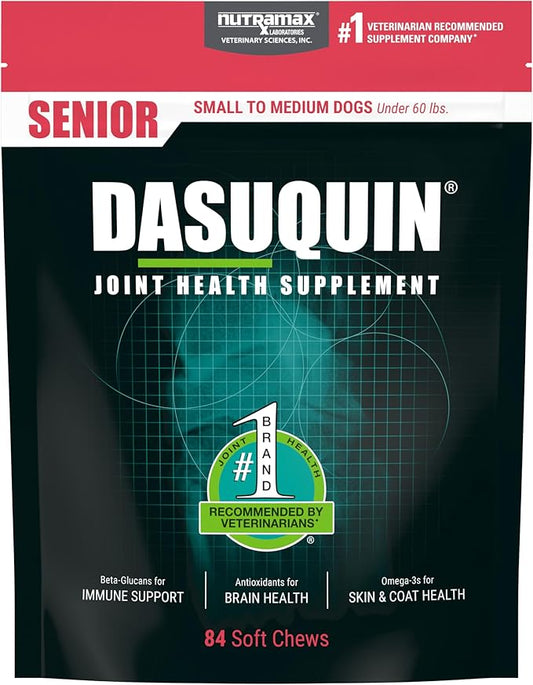 Nutramax Dasuquin Joint Health Supplement for Small to Medium Senior Dogs – for Immune Support, Skin & Coat Health, and Brain Health, 84 Soft Chews