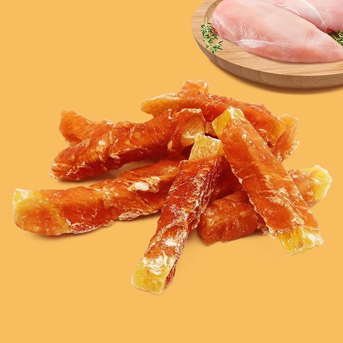 Dog Treats, Chicken Wrapped Sweet Potato Jerky Treats, Rawhide Free Soft Training Snacks for Puppy and Small Dogs, 14 oz