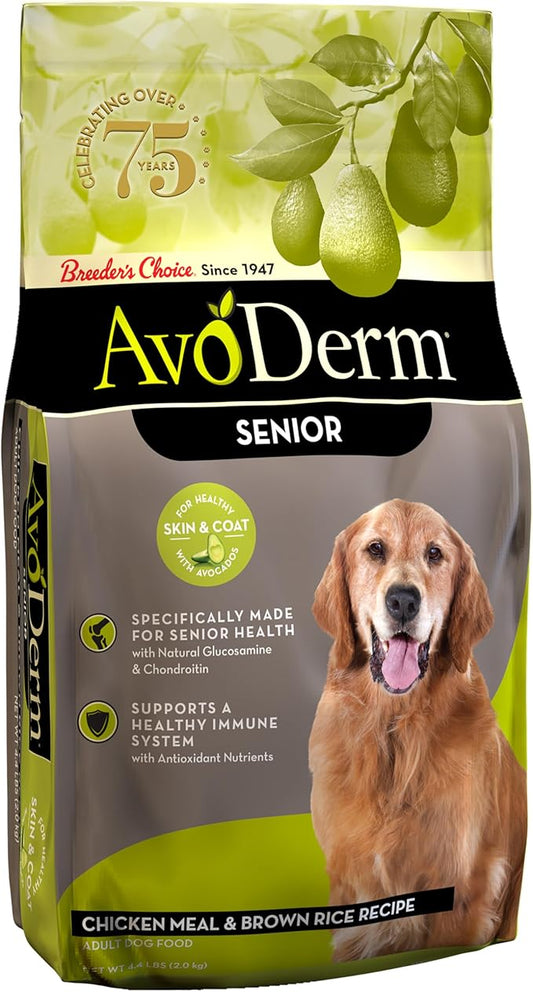 AvoDerm Natural Chicken Meal & Brown Rice - Senior Dry Dog Food 4.4 lb
