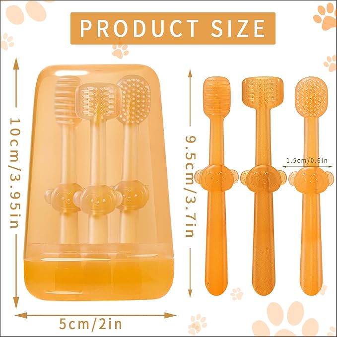 3PCS Dog Toothbrush, Silicone Cat Toothbrush with Cup 360° Dog Tooth Brushing Kit Flexibrush Pet Toothbrush Small Dog Toothbrush with Tongue Brush Puppy Tooth Brushing Kit for Cat Dogs