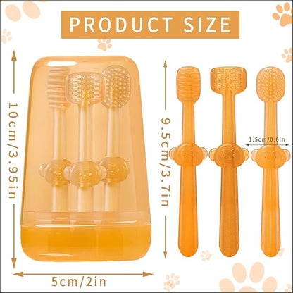 3PCS Dog Toothbrush, Silicone Cat Toothbrush with Cup 360° Dog Tooth Brushing Kit Flexibrush Pet Toothbrush Small Dog Toothbrush with Tongue Brush Puppy Tooth Brushing Kit for Cat Dogs