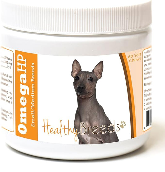 Healthy Breeds American Hairless Terrier Omega HP Fatty Acid Skin and Coat Support Soft Chews 60 Count