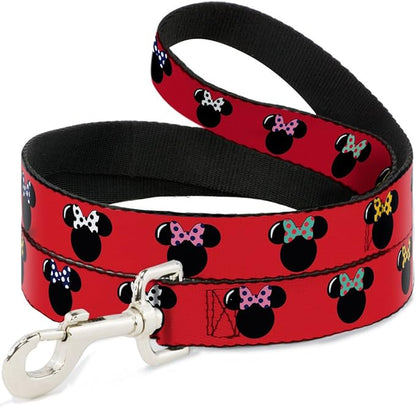Buckle-Down Pet Leash - Minnie Mouse Silhouette Red/Black/Polka Dot - 6 Feet Long - 1/2" Wide