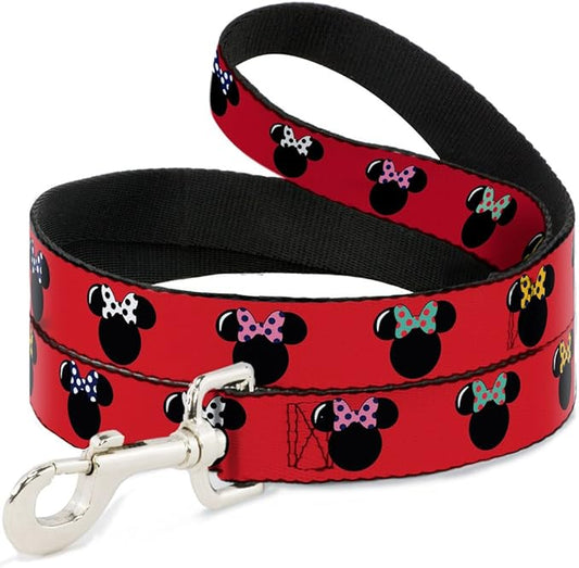 Buckle-Down Pet Leash - Minnie Mouse Silhouette Red/Black/Polka Dot - 6 Feet Long - 1/2" Wide