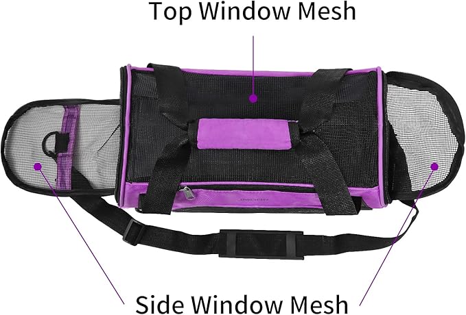 JMOON Cat Carrier Soft-Sided Airline Approved Pet Carrier Bag,Pet Travel Carrier for Cats,Dogs Puppy Comfort Portable Foldable Pet Bag (Medium, Purple)