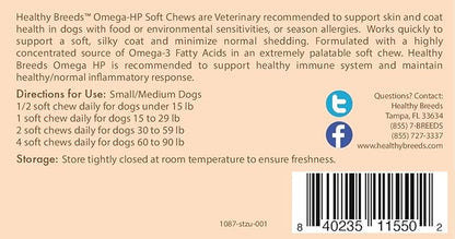 Healthy Breeds Shih Tzu Omega HP Fatty Acid Skin and Coat Support Soft Chews 60 Count