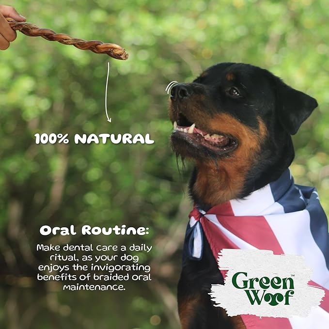 Braided Bully Sticks (12 Inch), Easily Digestible 100% Pure Beef Treats, Pasture-Raised, Organic, Grain-Free, Durable and Long-Lasting Chews for Medium & Large Dogs (Large, 5, Count)