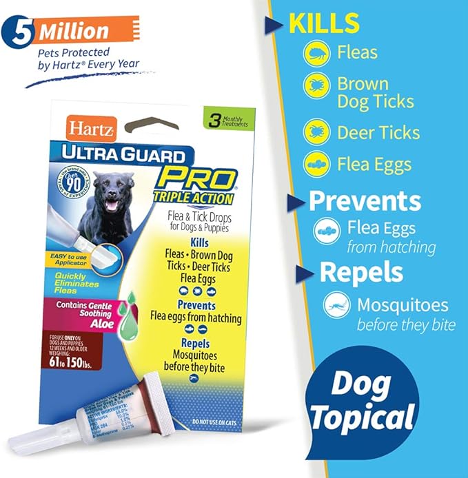 Hartz UltraGuard Pro Flea & Tick Topical Dogs & Puppies Treatment & Prevention, 3 Months, 61 - 150 lbs