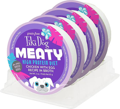 Tiki Dog Meaty Wet Dog Food, Chicken with Egg, 3 oz. Cups (4 Count)