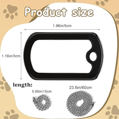 10 Pack Military Dog Tag Silencers, Military Engraved Dog Tag Silicone Case with 4 Chains Black Army Dog Tags Silencers for Authentic Military Id Tags Rubbers Case to Reduce Noise and Protect Tag