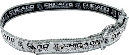 Pets First Chicago White SOX Reversible MLB Dog Collar Large. Premium Home & Away Two-Sided Adjustable Metal Buckle MLB Baseball Team Unique Design on Each Side Dogs & Cats, Medium (WSX-3280-MD)