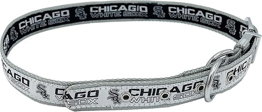 Pets First Chicago White SOX Reversible MLB Dog Collar Large. Premium Home & Away Two-Sided Adjustable Metal Buckle MLB Baseball Team Unique Design on Each Side Dogs & Cats, Medium (WSX-3280-MD)