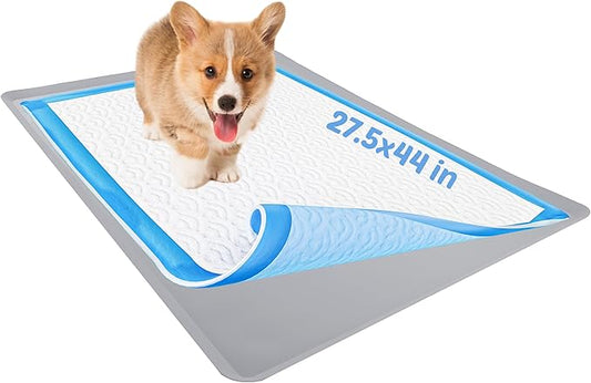 Skywin Dog Pad Holder Tray for 27.5 x 44 Inches Training Pads (Light Grey) - Easy to Clean and Store Perfect for Dog Potty Tray – Silicon Wee Wee Pad Holder, No Spill Pee Pad Holder for Dogs