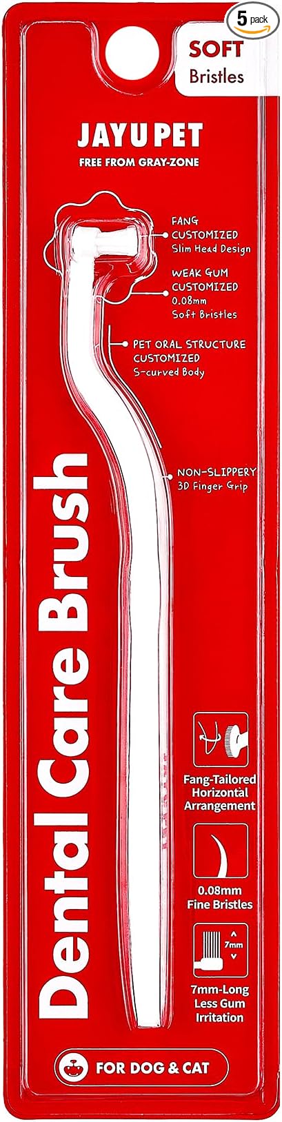 Dental Care Brush (Soft Bristles) - Toothbrush for Cat and Small Dog with Horizontal Head & Easy Grip Handle (5)