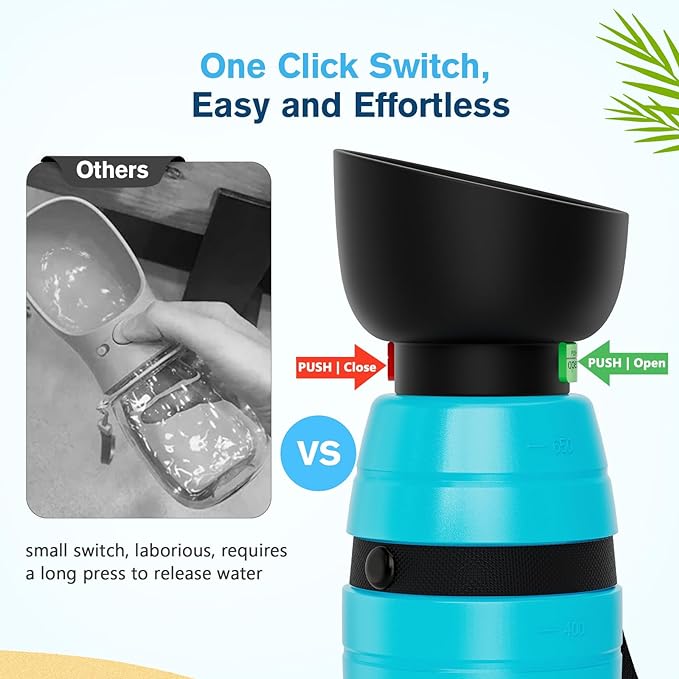 Pecute Portable Dog Water Bottle (29oz + 7.7oz), Dog Water Bottle Leakproof with Double Seal, Dog Travel Water Bottle, Lightweight Dog Water Bottle Dispenser for Outdoor Walks Trips Hikes Travels