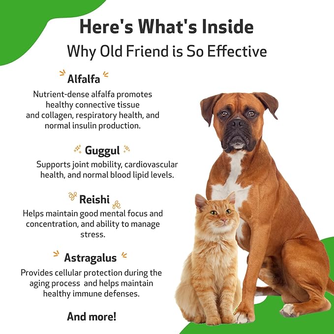 Pet Wellbeing Old Friend for Senior Dogs & Cats - Vet-Formulated - Aging Immune System & Joint Mobility Support in Older Pets - Natural Herbal Supplement 4 oz (118 ml)