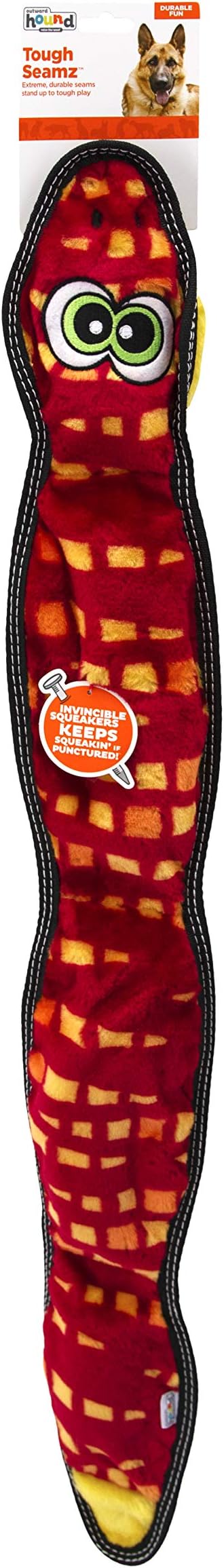 Outward Hound Tough Seamz Snake Plush Dog Toy, XL