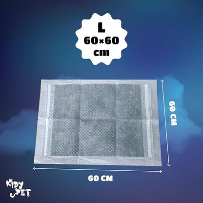 Bamboo Charcoal Pee Pad Absorption Deodorize Pet Disposable Toilet Activated Odor Control Carbon Dog Puppy & Cat Potty Training Pads with 6-Layer | Large Size (60×60 CM) (40 Count/Bag)