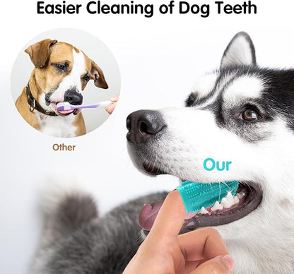 Coredy 4 Pack Dog Toothbrush, Soft Silicone Pet Toothbrush, Finger Toothbrush Covers Set for Dog Teeth Cleaning & Dog Dental Care