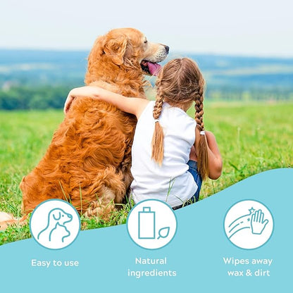 Dog Ear Wipes for Pets Remove Ear Wax, Dog Ear Wipes Finger Stop Ear Itching, Easy to Use - 50 Count