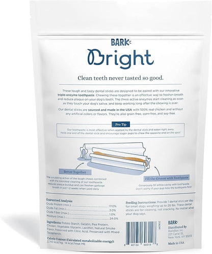 Bark Bright Dental Sticks for Small Dogs Chews, 5.82 oz, Count of 30