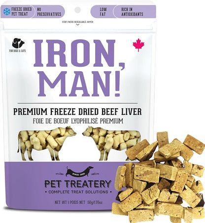 Freeze Dried Beef Liver Treats for Dogs & Cats (1.76 oz, Pack of 1) - Single Ingredient Flash Frozen to Maintain Nutrients Vitamins and Healthy Oils