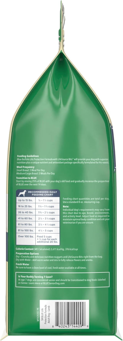 Blue Buffalo Life Protection Formula Natural Adult Dry Dog Food, Lamb and Brown Rice 5-lb Trial Size Bag