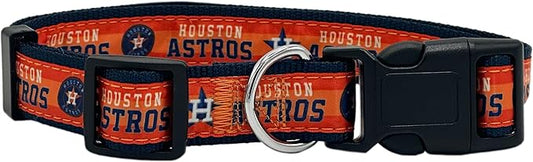 MLB Houston Astros Licensed PET COLLAR- Heavy-Duty, Strong, and Durable Dog Collar. Available in 29 Baseball Teams and 4 Sizes