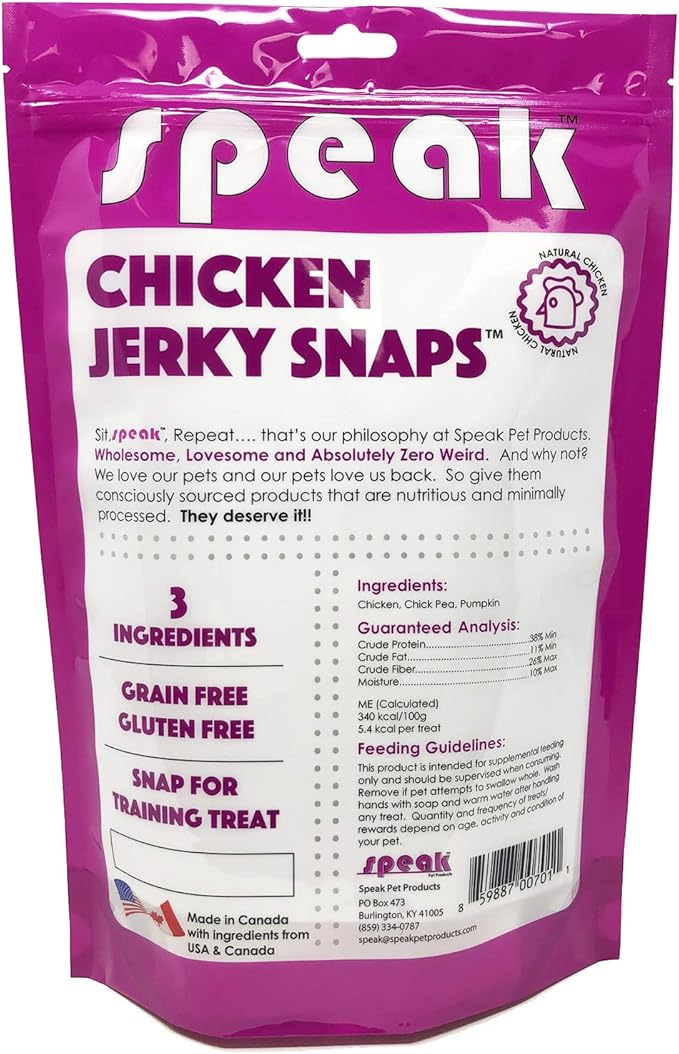 Chicken Jerky Snaps, Gluten and Grain Free Low Calorie Training Treat Snacks with Pumpkin, Perfect for Dogs 14 Ounces