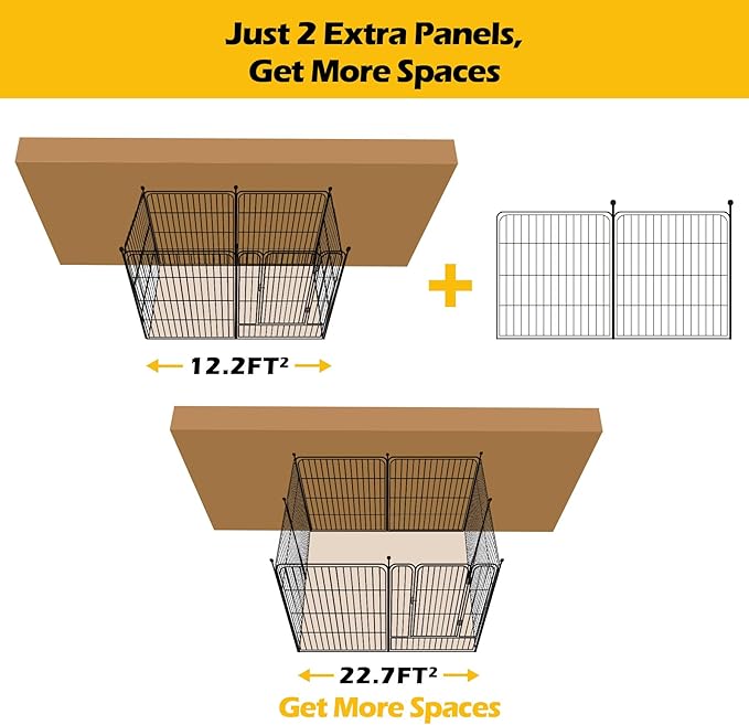 ComSaf Dog Playpen Indoor, 32" Height 2 Panels Metal Dog Fence,Playpen for Medium/Small Dogs, Portable Pet Puppy Playpen for Indoor