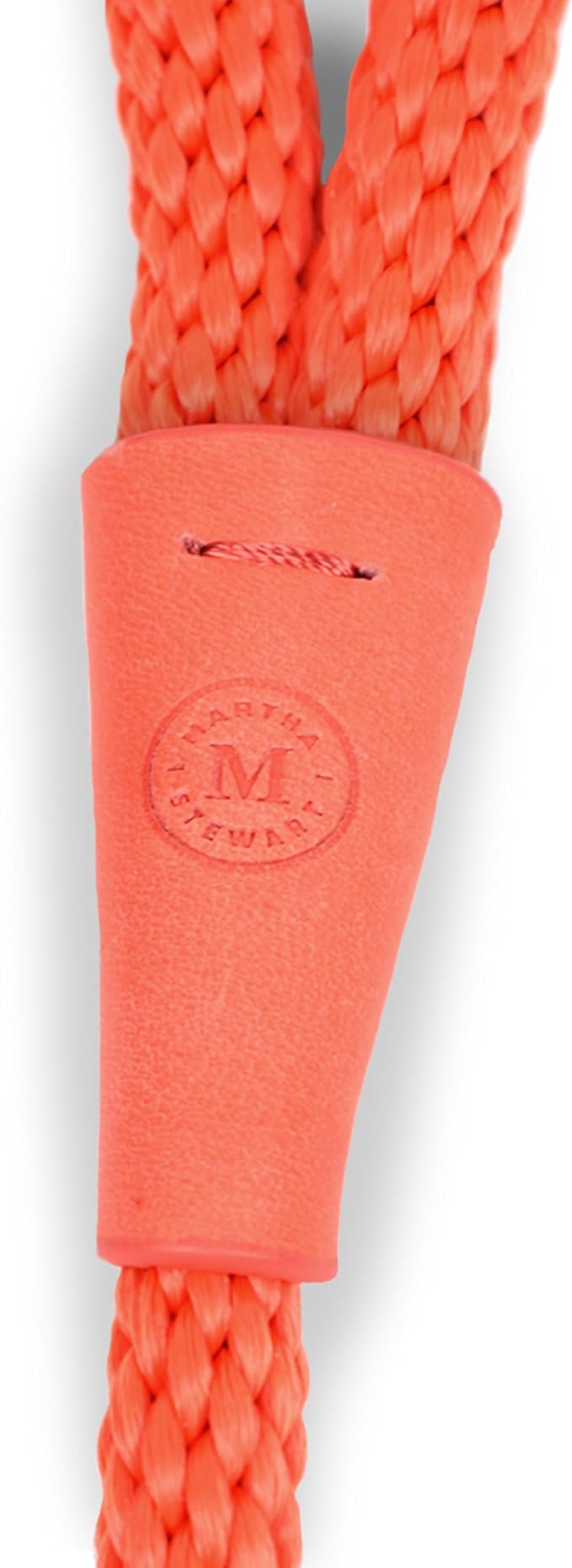 Martha Stewart Braided Rope & Leather Slip Lead for Dogs, Coral, 8'
