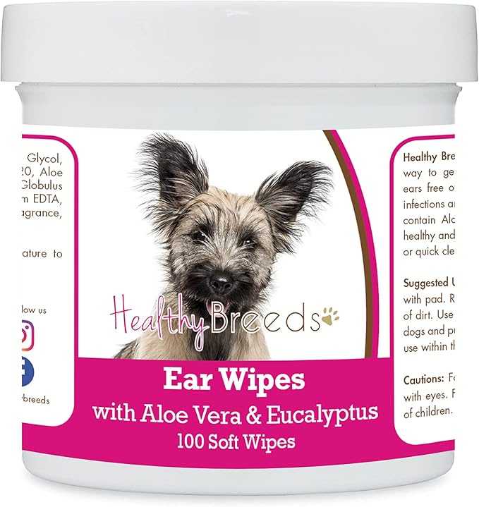 Healthy Breeds Skye Terrier Ear Cleaning Wipes with Aloe & Eucalyptus for Dogs 100 Count