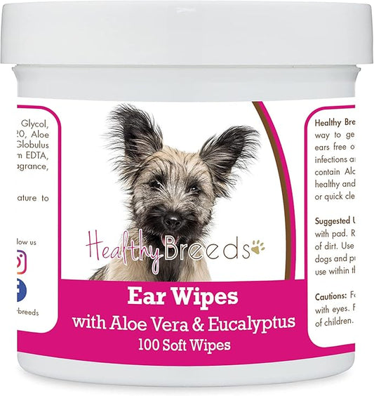 Healthy Breeds Skye Terrier Ear Cleaning Wipes with Aloe & Eucalyptus for Dogs 100 Count