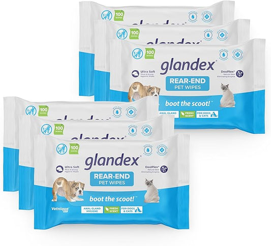 Vetnique Labs Glandex Dog Wipes for Pets Cleansing & Deodorizing Anal Gland Hygienic Wipes for Dogs & Cats with Vitamin E, Skin Conditioners and Aloe (600ct)