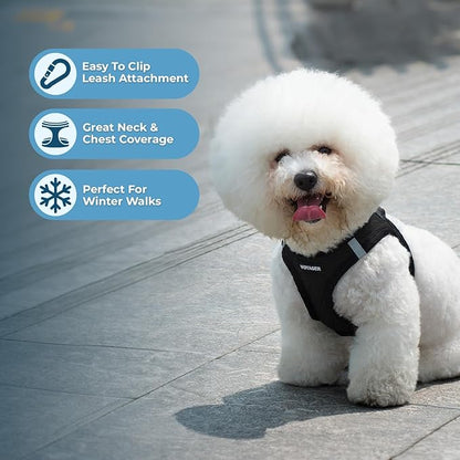 Voyager Step-in Plush Dog Harness – Soft Plush, Step in Vest Harness and Reflective Dog 5 ft Leash Combo with Neoprene Handle for Small and Medium Dogs by Best Pet Supplies -Set (Black Plush), S