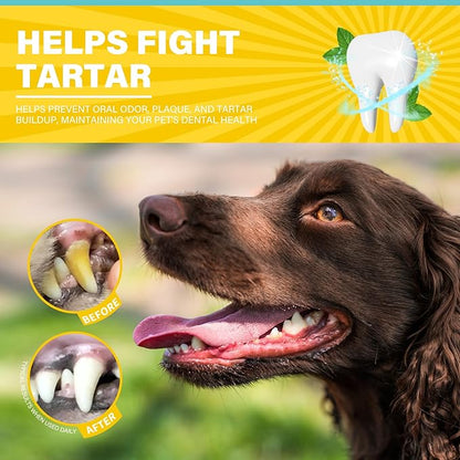 Dog Oral Care Kit - Contains Dog Toothpaste, Dual-Headed Toothbrush, Silicone Finger Brush - (1.4 fl. oz) Fresh Breath, Healthy Gums!