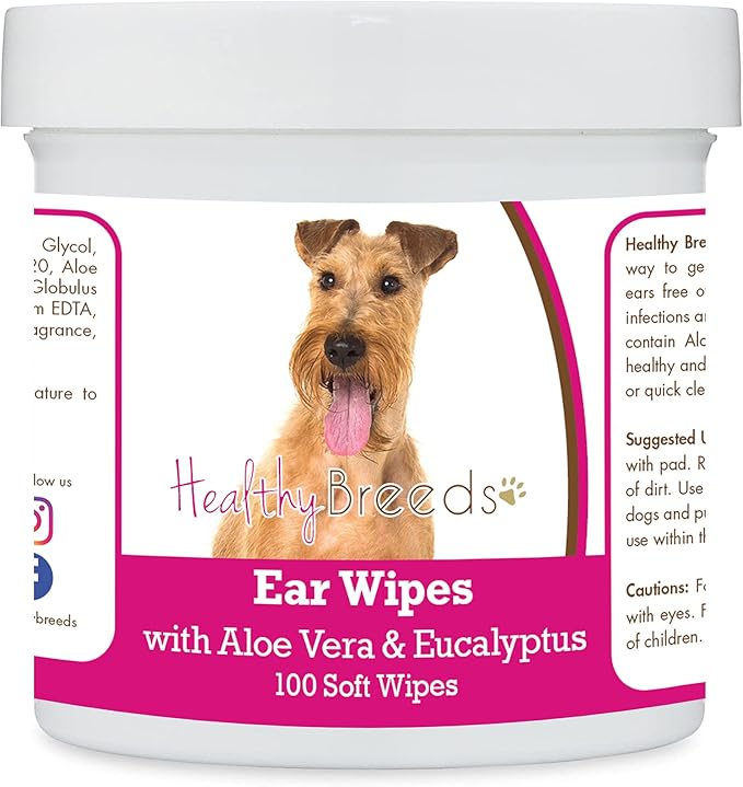 Healthy Breeds Irish Terrier Ear Cleaning Wipes with Aloe & Eucalyptus for Dogs 100 Count