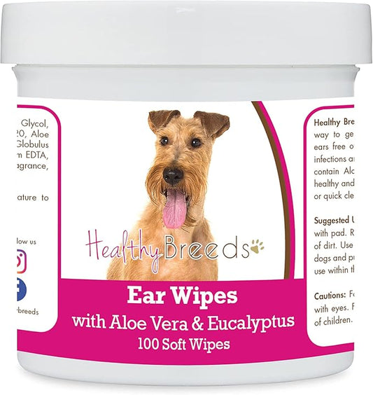 Healthy Breeds Irish Terrier Ear Cleaning Wipes with Aloe & Eucalyptus for Dogs 100 Count