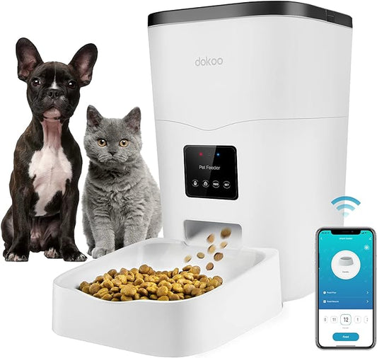 Automatic Cat Feeders, App Control Smart Pet Food Dispenser with Portion Control&Timer Setting, Auto Dog Feeder 1-10 Meals, Voice Record, Small & Medium Pets,2.4G Wi-Fi ONLY, 3L/13cup (White)